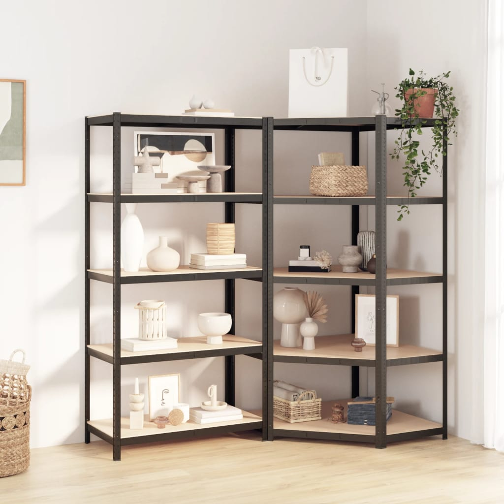 vidaXL 5-Layer Shelves 2 pcs Anthracite Steel&Engineered Wood