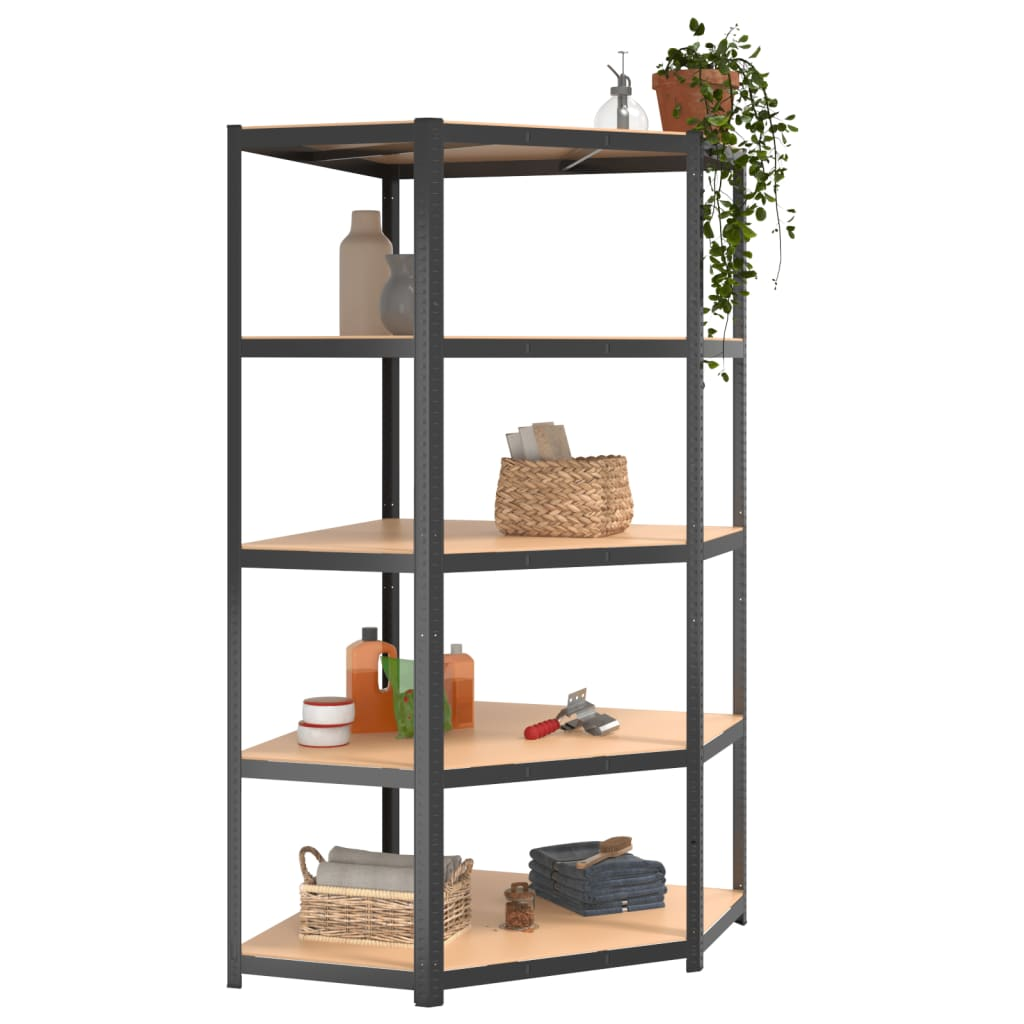 vidaXL 5-Layer Shelves 2 pcs Anthracite Steel&Engineered Wood