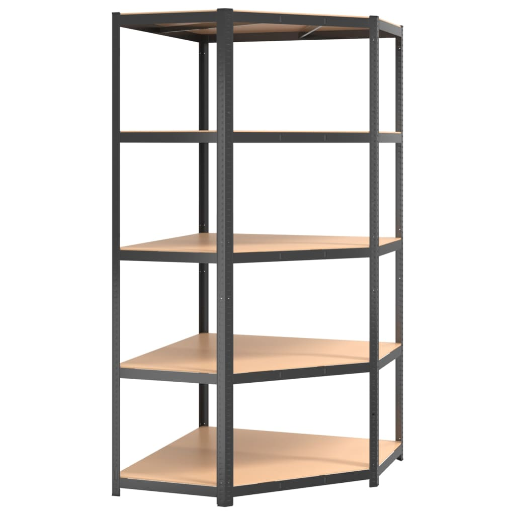 vidaXL 5-Layer Shelves 2 pcs Anthracite Steel&Engineered Wood