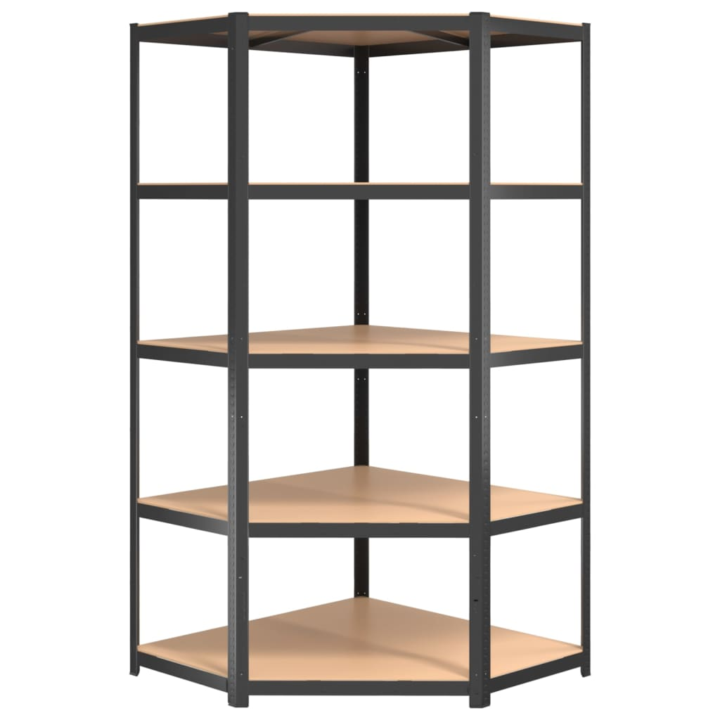 vidaXL 5-Layer Shelves 2 pcs Anthracite Steel&Engineered Wood