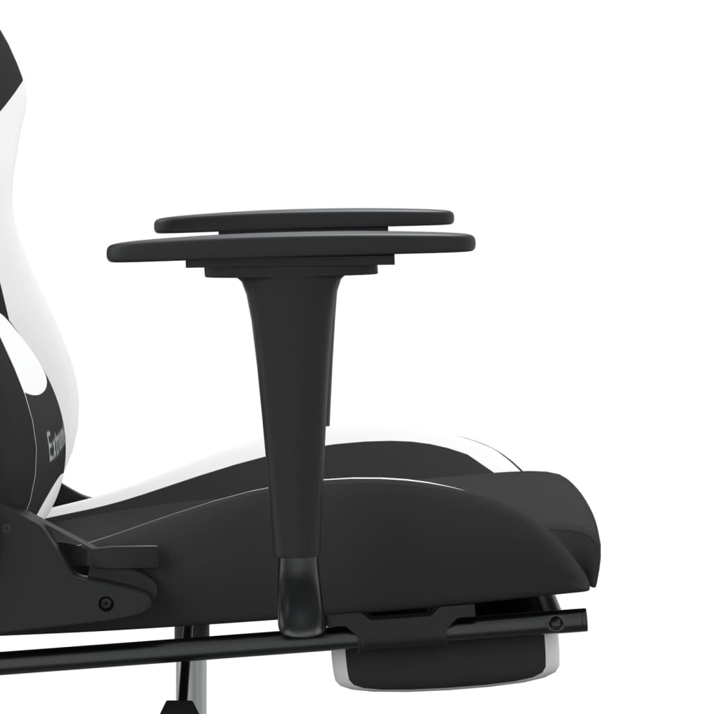 vidaXL Gaming Chair with Footrest Black and White Fabric