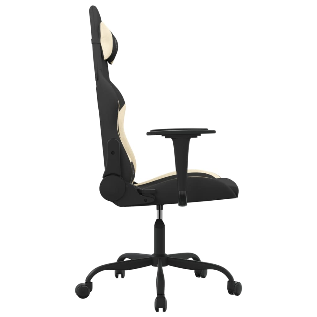 vidaXL Gaming Chair with Footrest Black and Cream Fabric