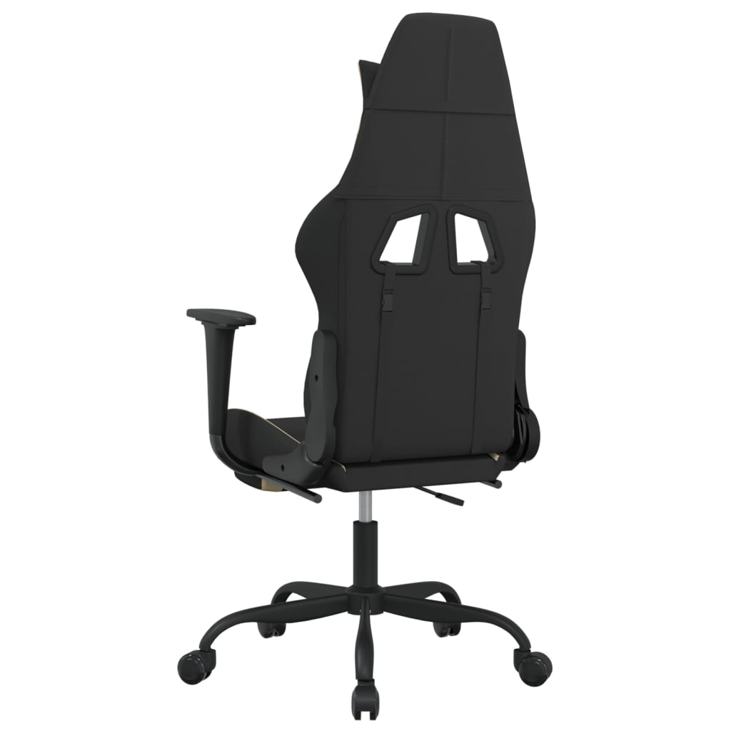 vidaXL Gaming Chair with Footrest Black and Cream Fabric