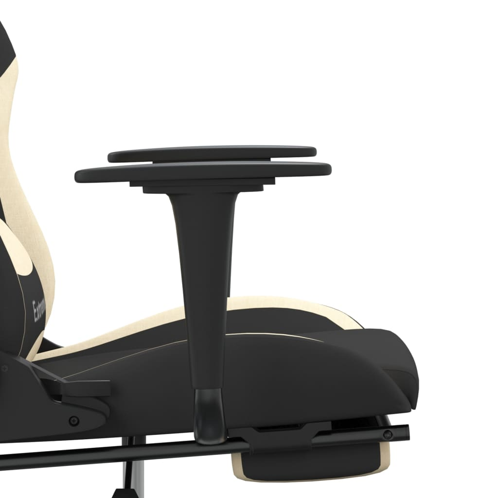 vidaXL Gaming Chair with Footrest Black and Cream Fabric