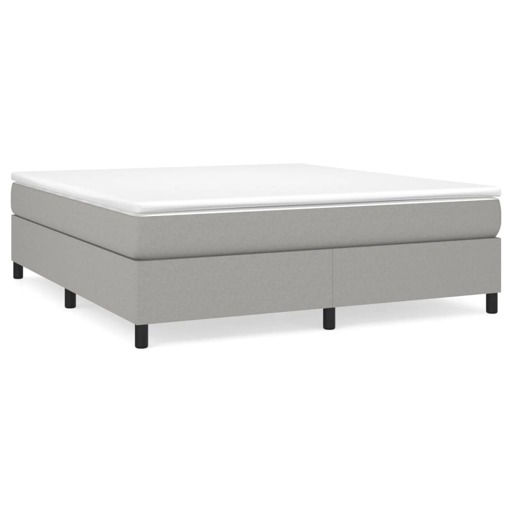 vidaXL Box Spring Bed with Mattress Light Gray 76"x79.9" King Fabric