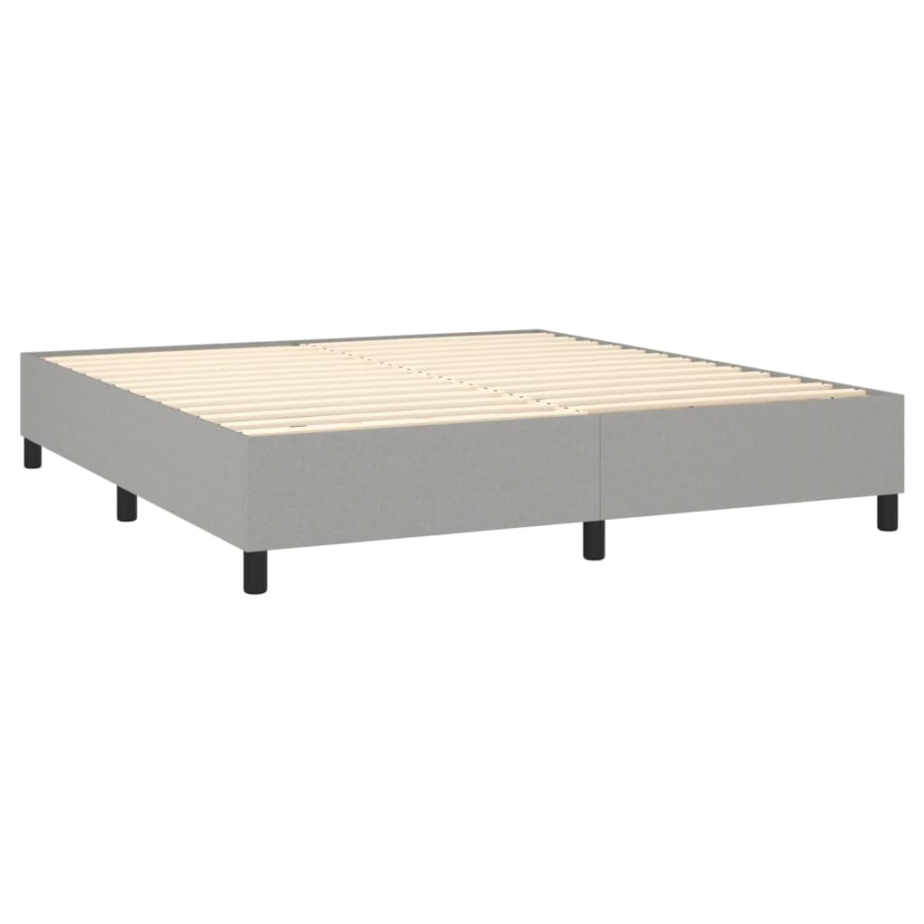 vidaXL Box Spring Bed with Mattress Light Gray 76"x79.9" King Fabric