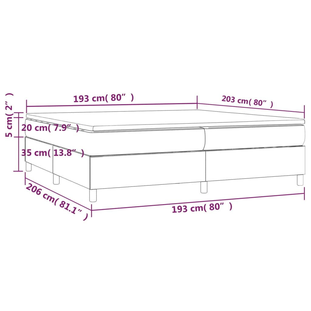 vidaXL Box Spring Bed with Mattress Light Gray 76"x79.9" King Fabric