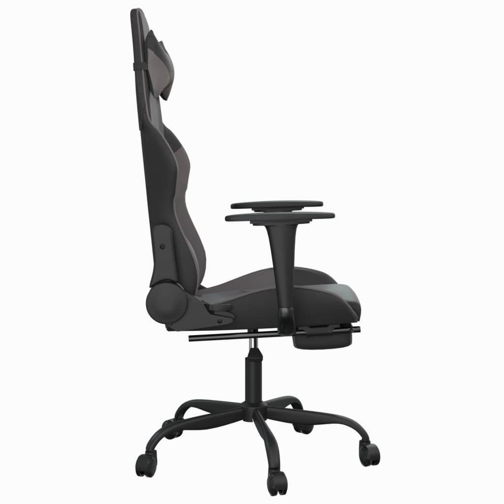 vidaXL Massage Gaming Chair with Footrest Black&Gray Faux Leather