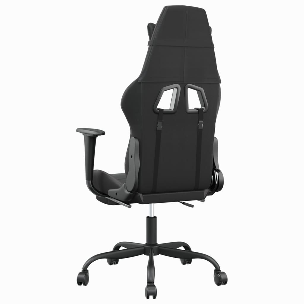 vidaXL Massage Gaming Chair with Footrest Black&Gray Faux Leather