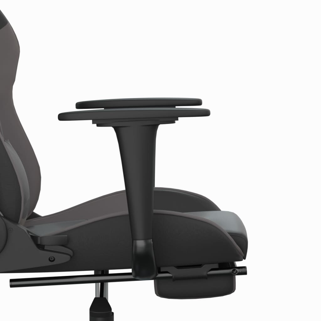 vidaXL Massage Gaming Chair with Footrest Black&Gray Faux Leather