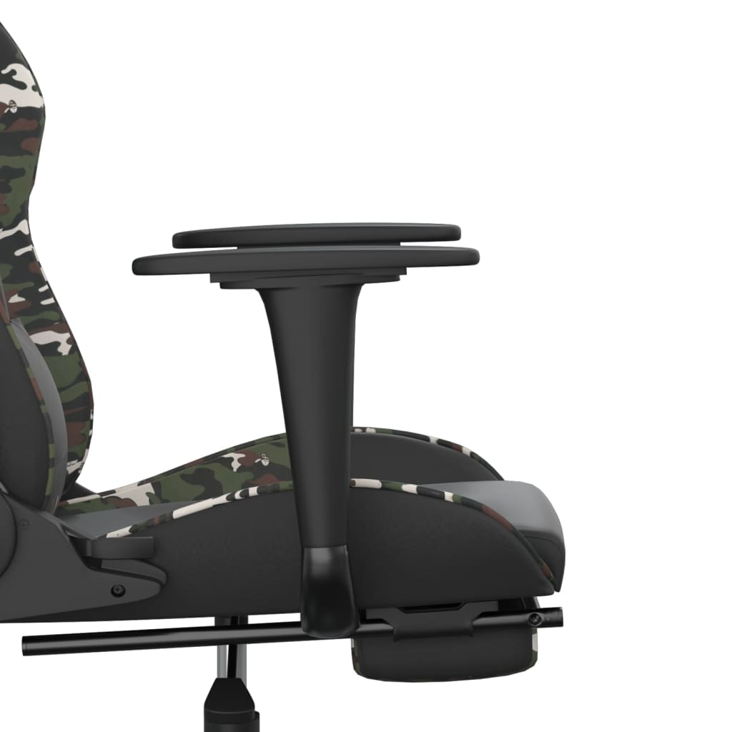 vidaXL Massage Gaming Chair with Footrest Black&Camouflage Faux Leather