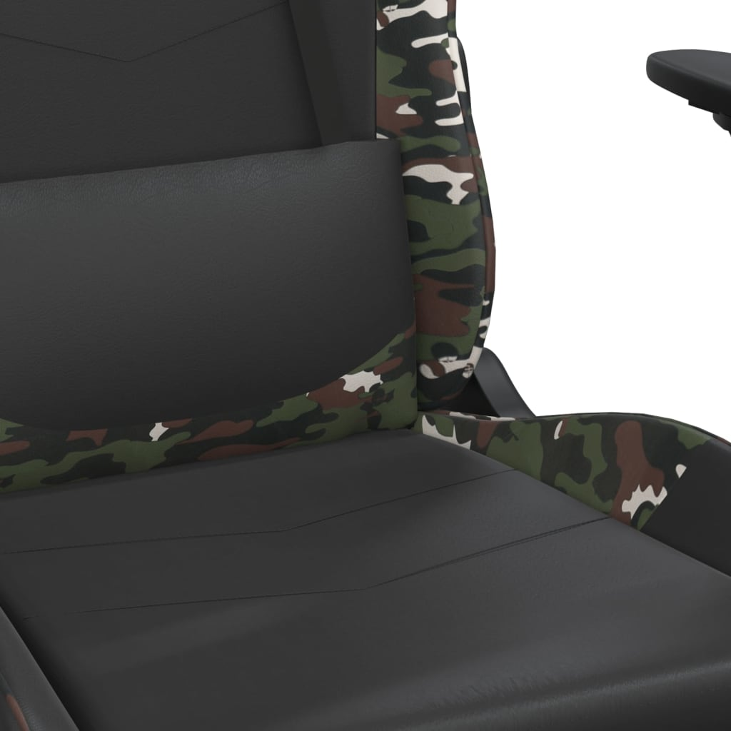 vidaXL Massage Gaming Chair with Footrest Black&Camouflage Faux Leather