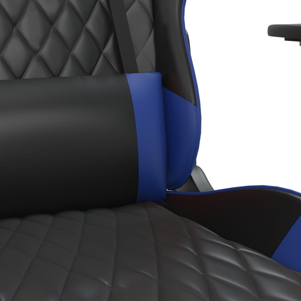 vidaXL Massage Gaming Chair with Footrest Black&Blue Faux Leather