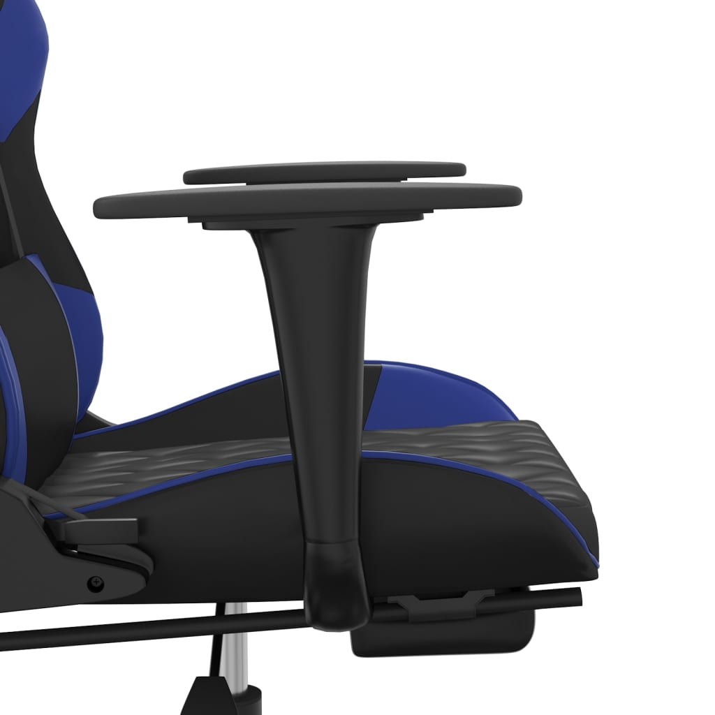 vidaXL Massage Gaming Chair with Footrest Black&Blue Faux Leather