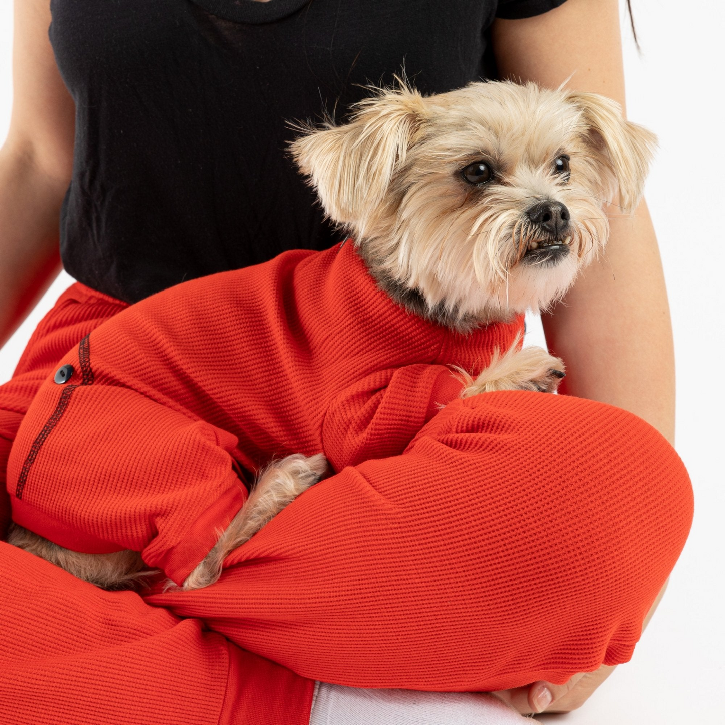 Matching Human & Dog Thermal Pajama - Red