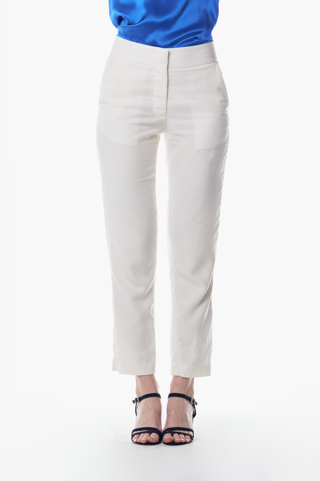 White Linen Tailoring Slim Pants