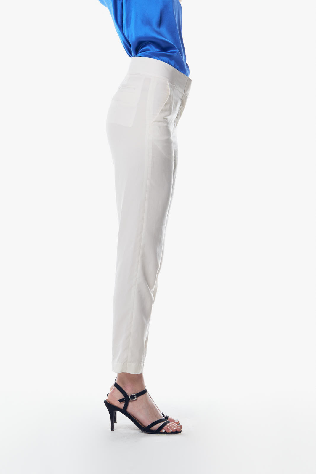 White Linen Tailoring Slim Pants