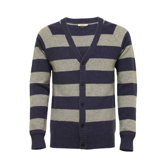 Striped Pique Cashmere Cardigan