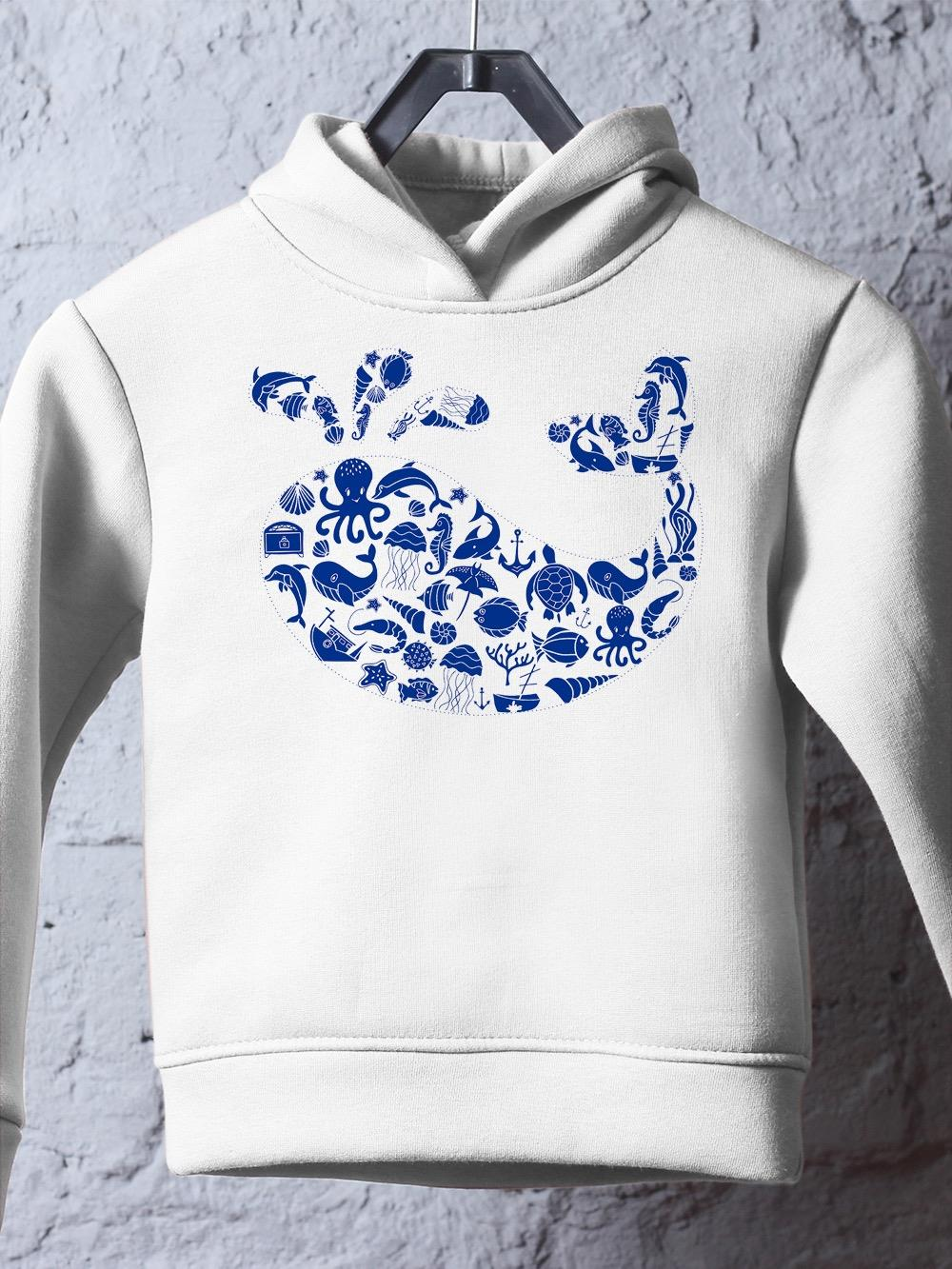 Whale Outline With Symbols Hoodie -Image by Shutterstock