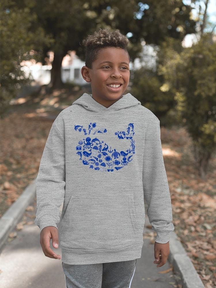 Whale Outline With Symbols Hoodie -Image by Shutterstock