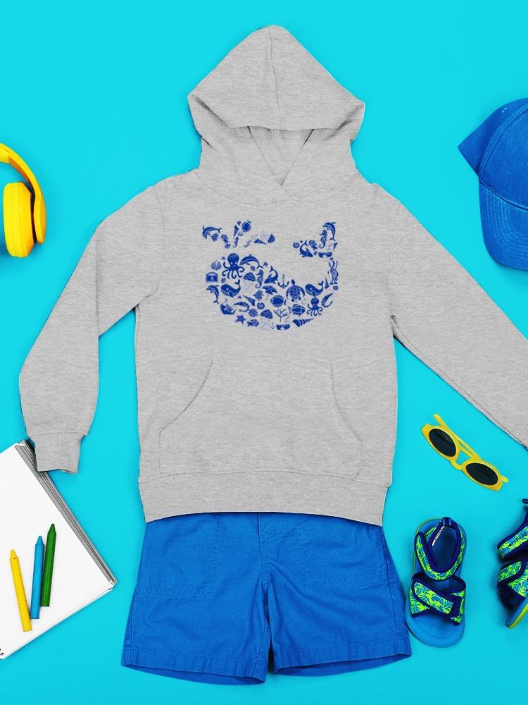 Whale Outline With Symbols Hoodie -Image by Shutterstock