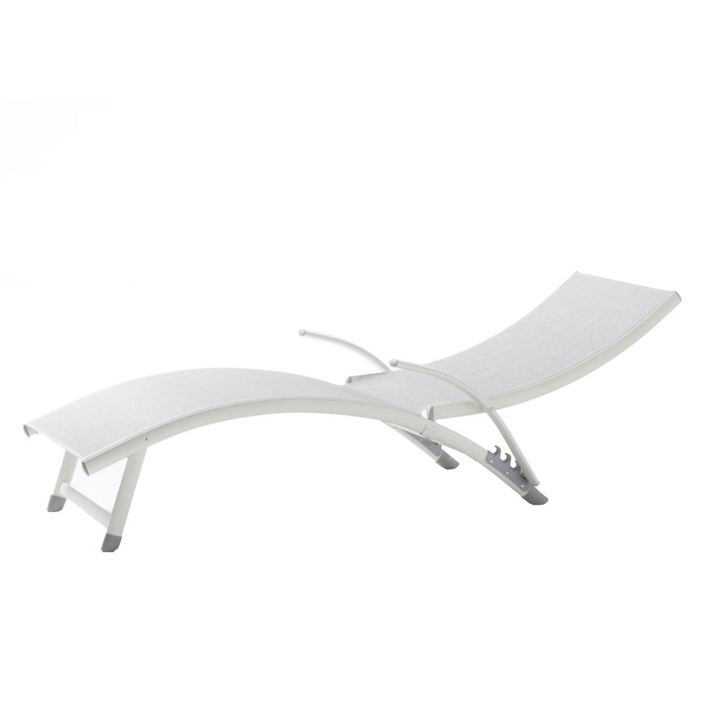 SET OF TWO Poolside Stackable/Foldable Chaise Lounge- Loft White