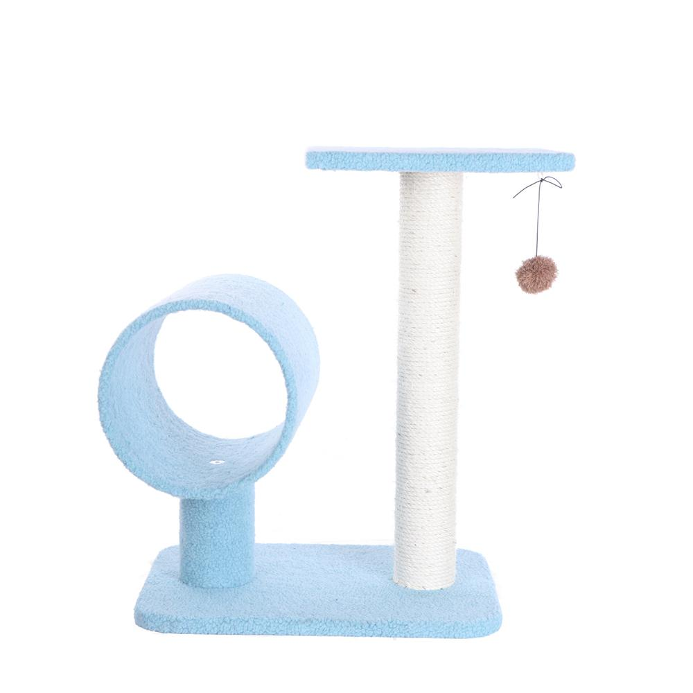 Armarkat Sky Blue 25" Real Wood Cat Tree With Scratcher And Tunnel for Privacy And Hiding, B2501