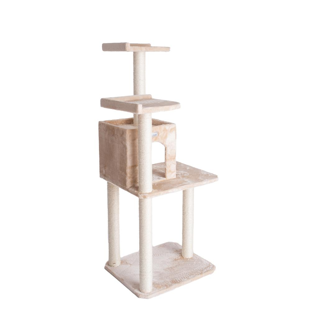 GleePet GP78571021 57-Inch Real Wood Cat Tree In Beige With Two-Door Condo