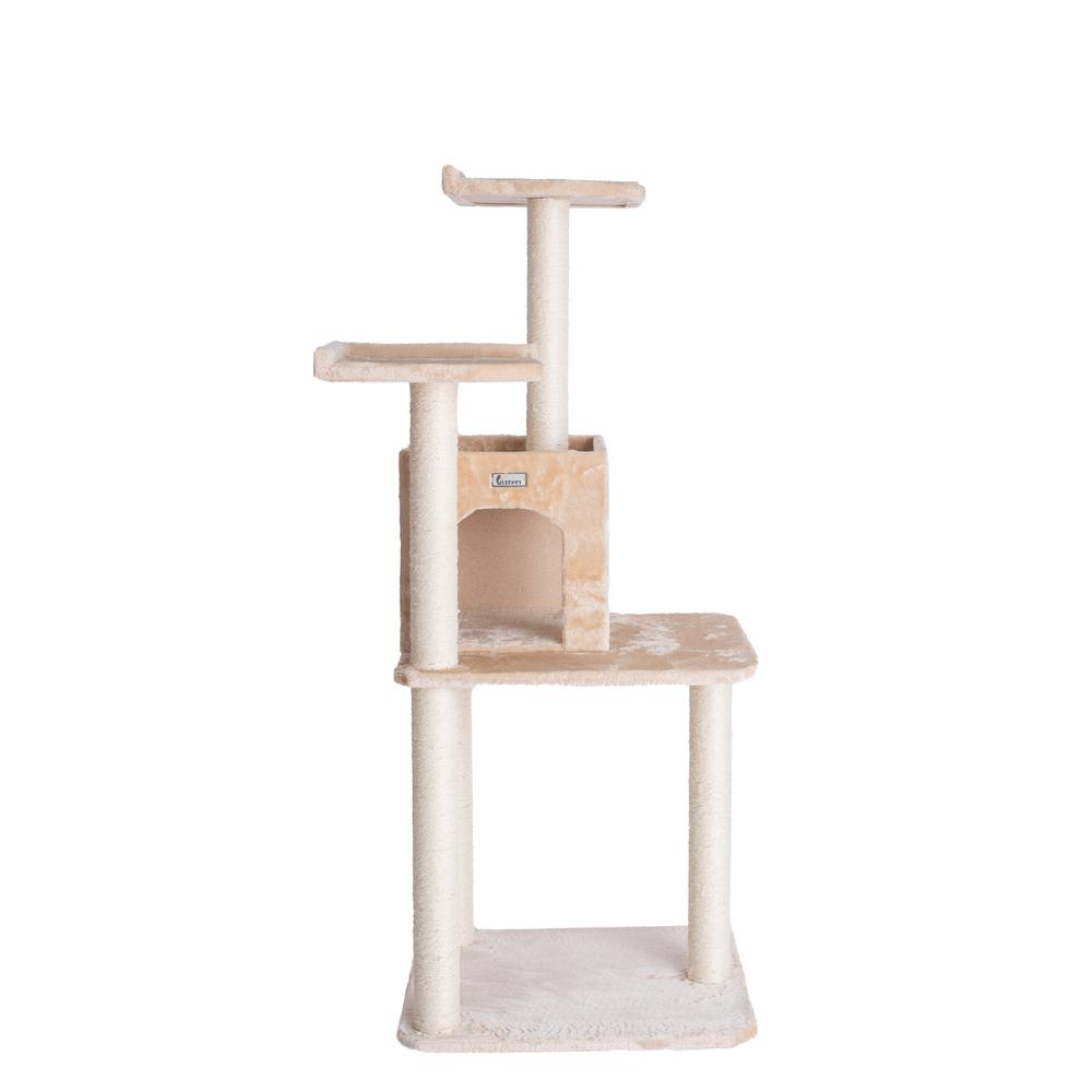 GleePet GP78571021 57-Inch Real Wood Cat Tree In Beige With Two-Door Condo