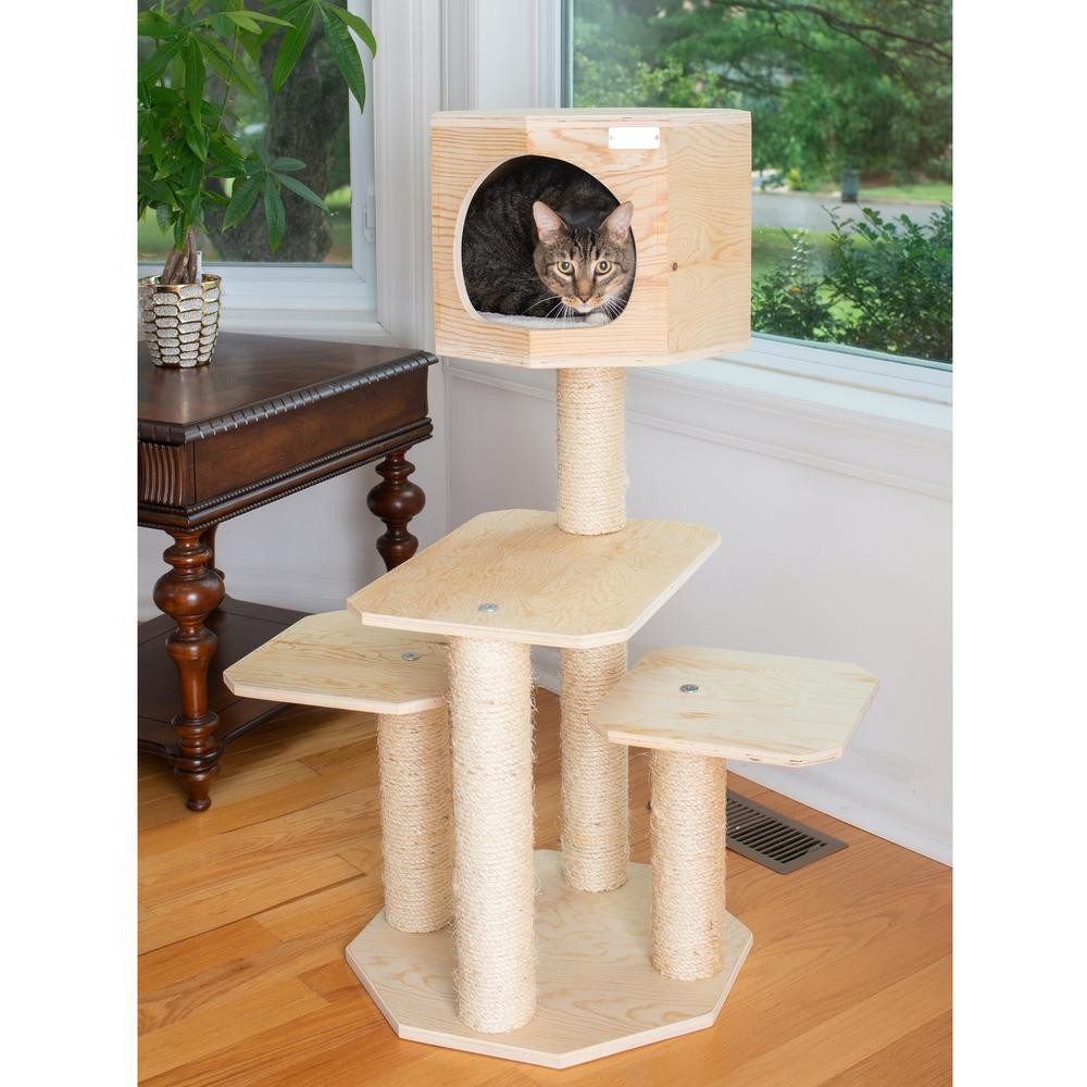 Armarkat Real Wood Premium Model S4203 Scots Pine, Solid Wood Cat Tree, 46" Tall