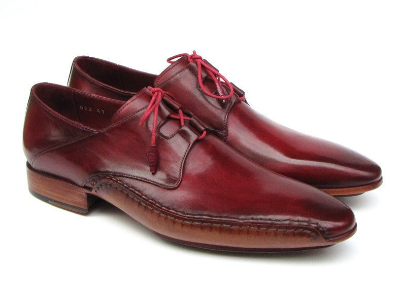 Paul Parkman Men's Ghillie Lacing Side Handsewn Dress Shoes - Burgundy Leather Upper and Leather Sole (ID#022-BUR)