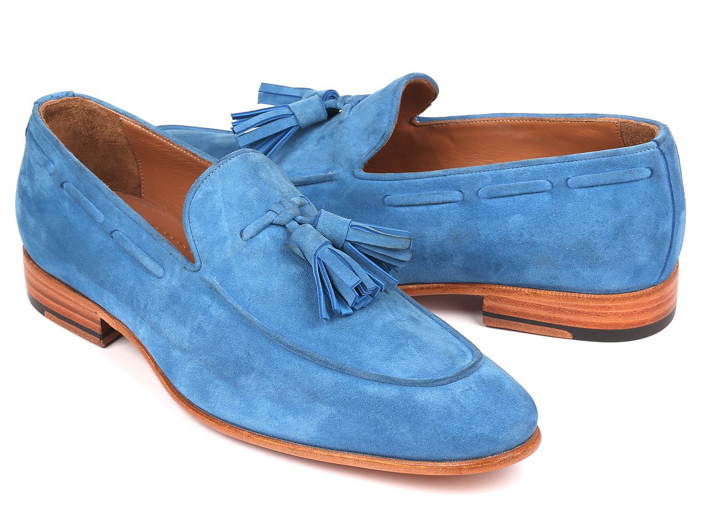 Paul Parkman Men's Tassel Loafers Blue Suede (ID#BLU32FG)