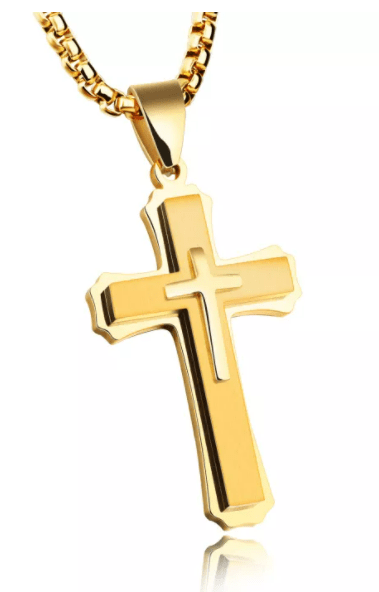 Mens Gold Cross Necklace