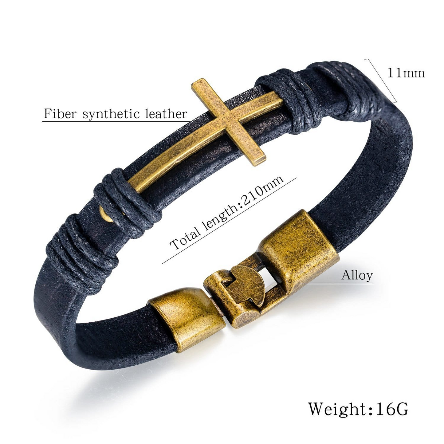 Mens Cross Rope Leather Bracelet