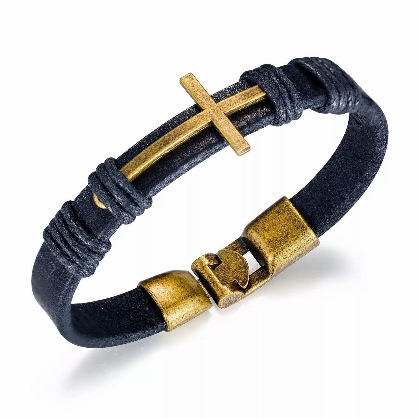 Mens Cross Rope Leather Bracelet