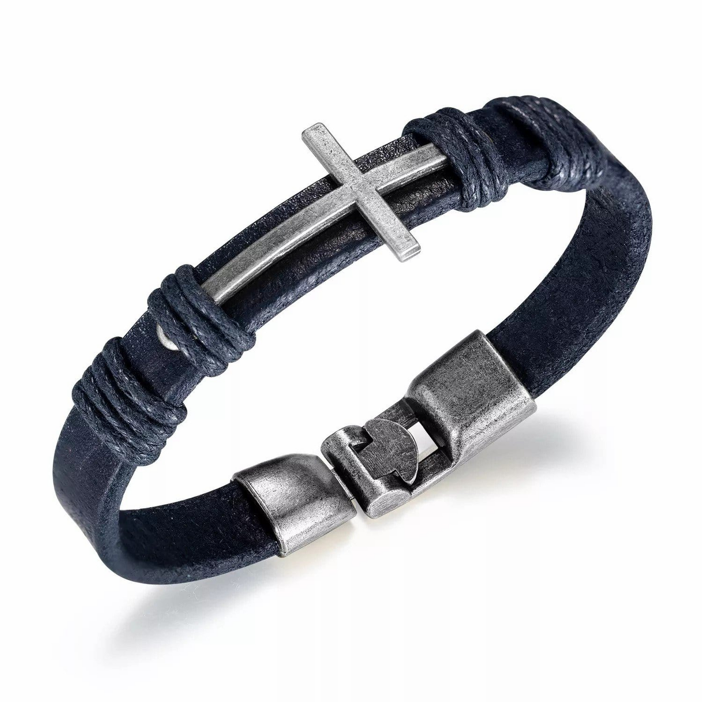 Mens Cross Rope Leather Bracelet