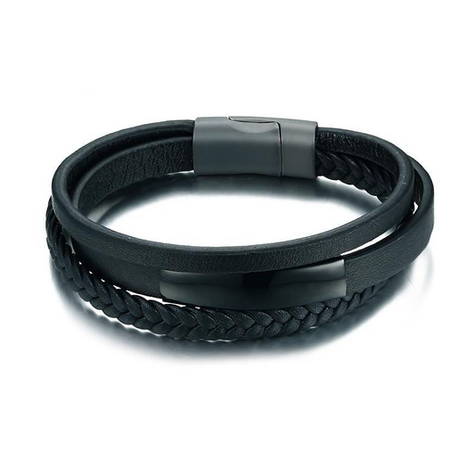 Mens Black Luxury Leather Bracelets