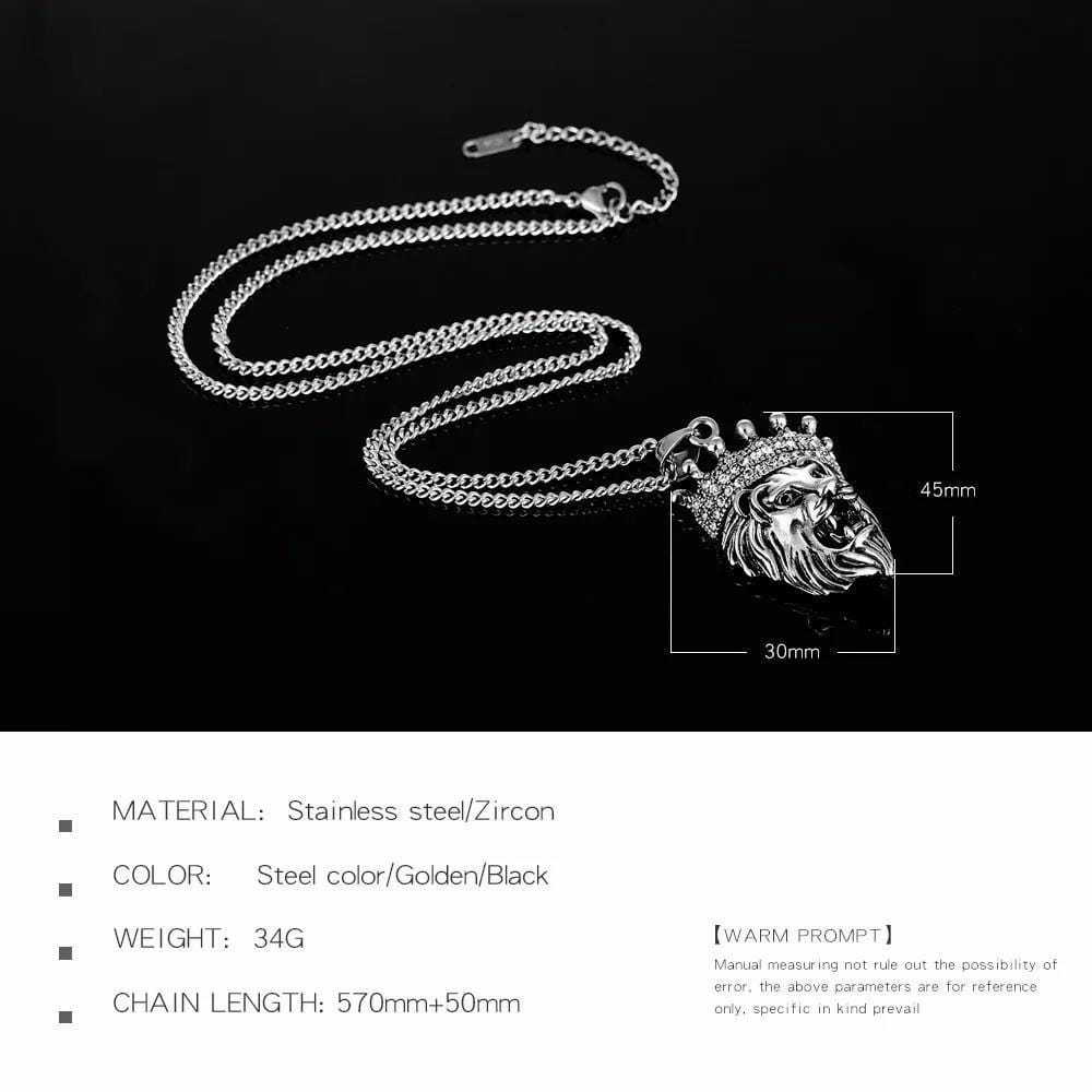 Stainless Steel Mens Lion Nekclace