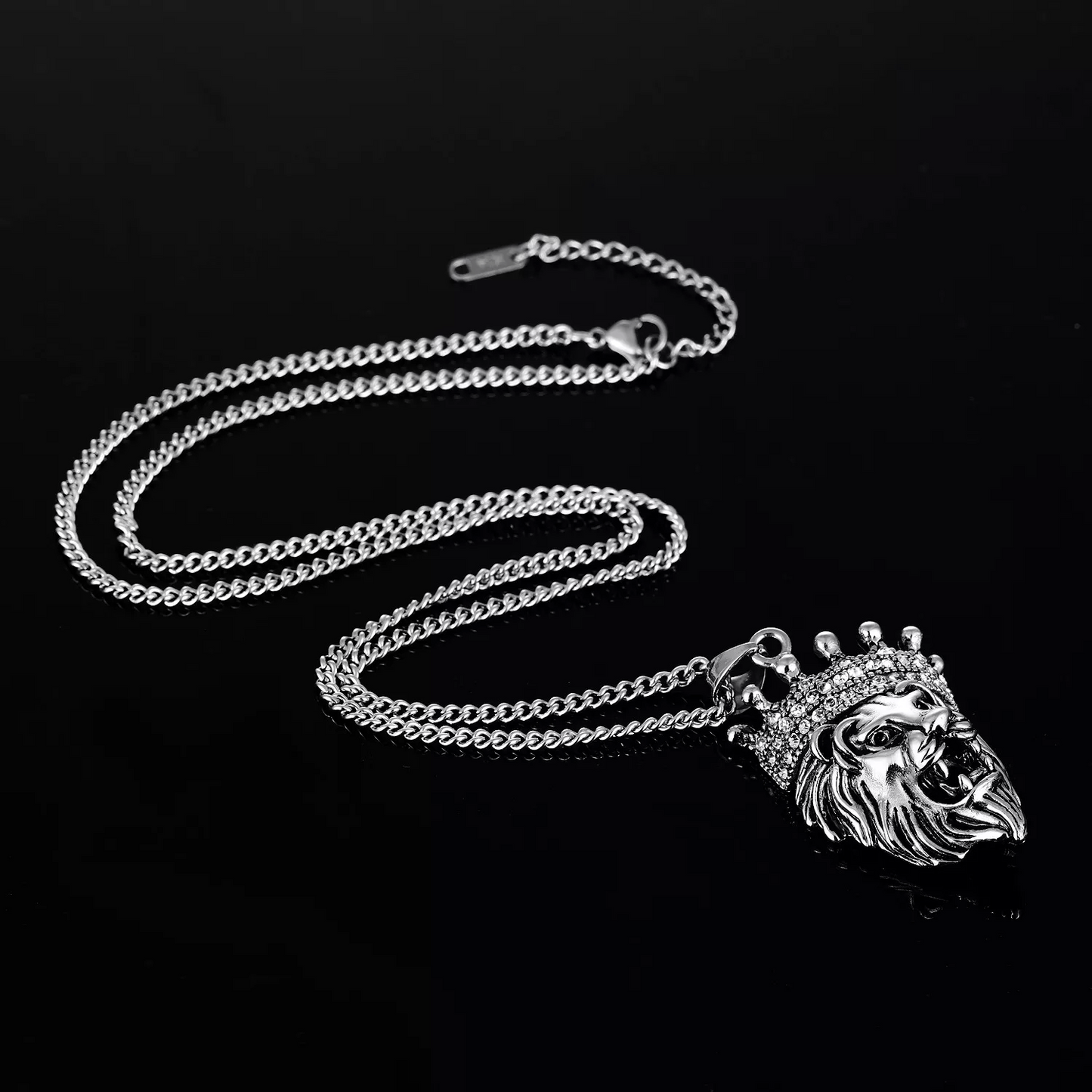 Stainless Steel Mens Lion Nekclace