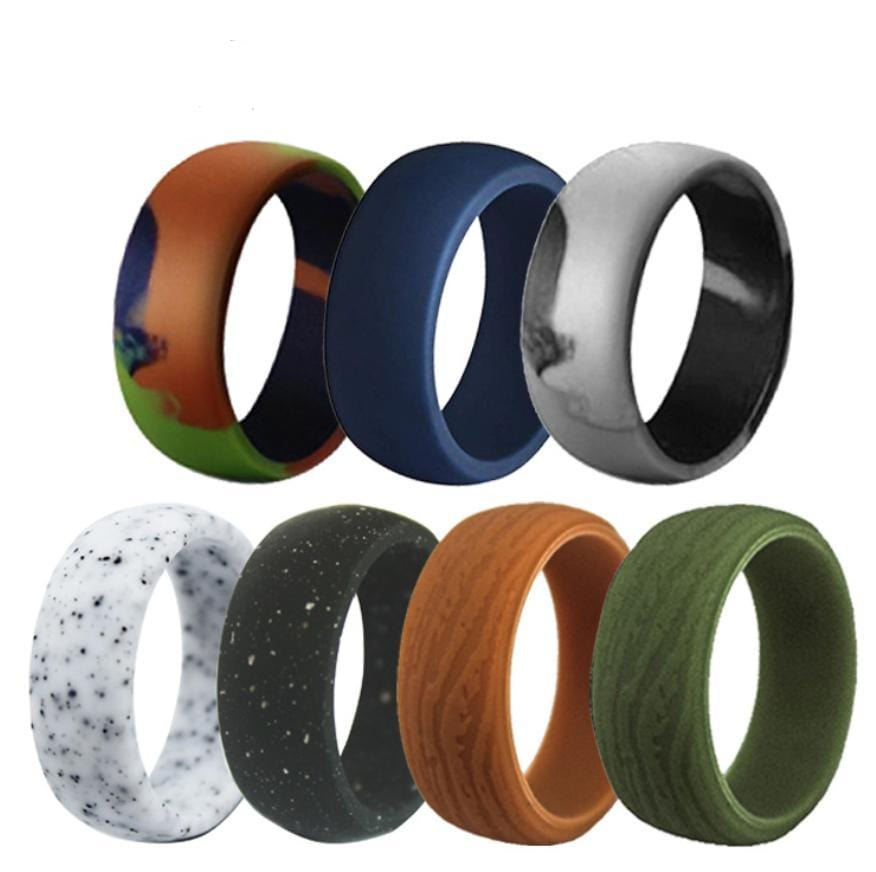 7 PCS Mens Silicone Ring Set