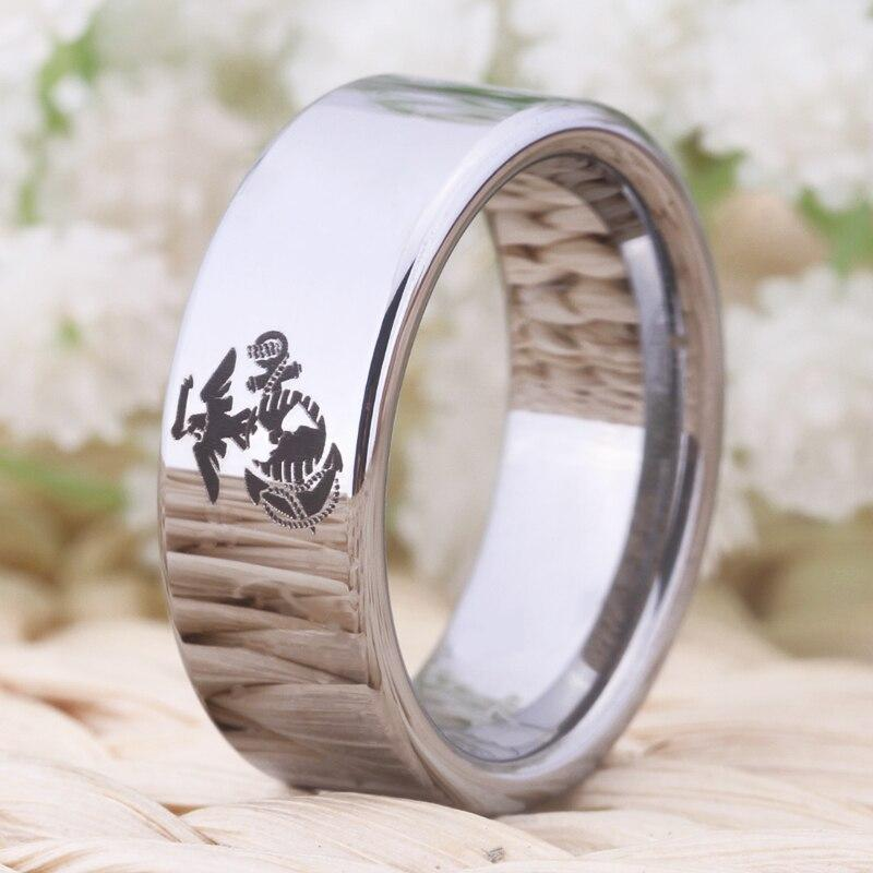 Tungsten Silver Mens Army Ring