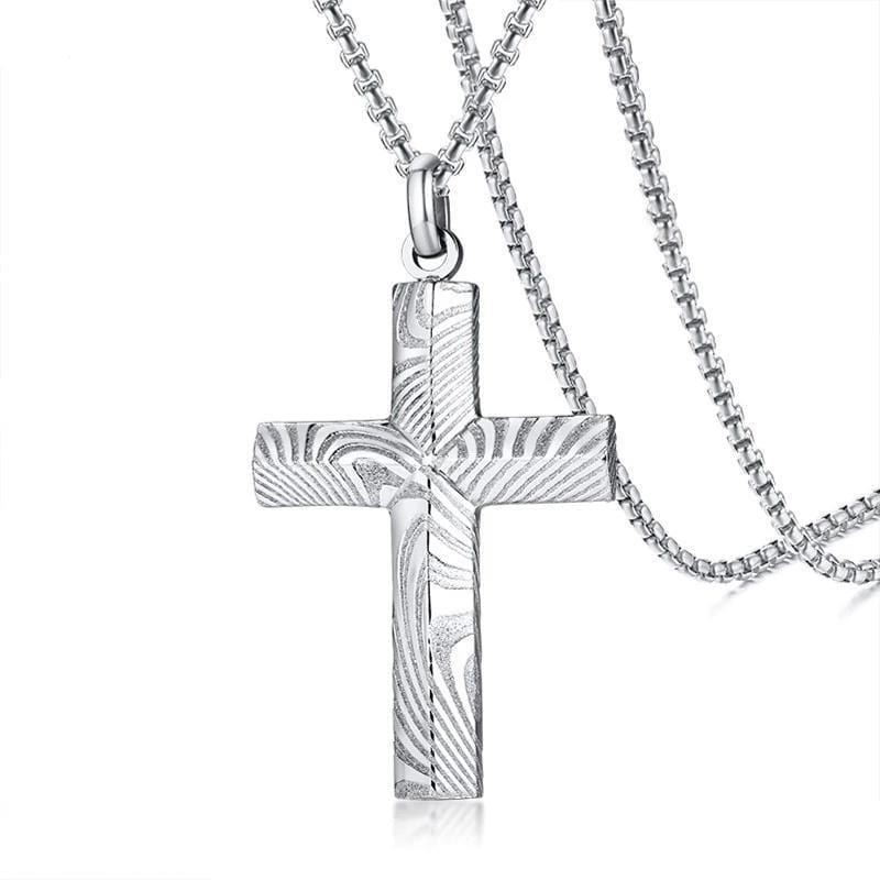 High Quality Mens  Steel  Cross  Pendant Necklace