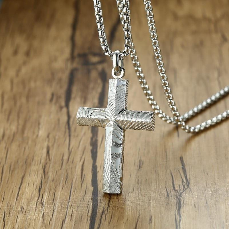 High Quality Mens  Steel  Cross  Pendant Necklace