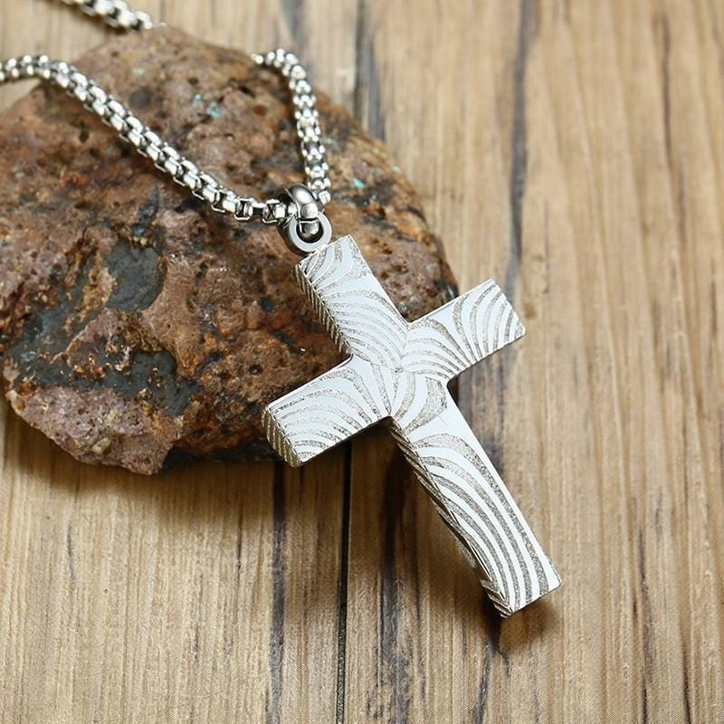 High Quality Mens  Steel  Cross  Pendant Necklace