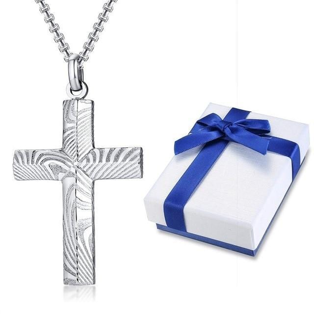 High Quality Mens  Steel  Cross  Pendant Necklace