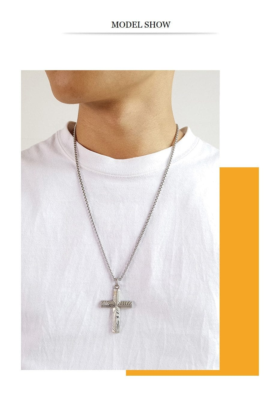 High Quality Mens  Steel  Cross  Pendant Necklace