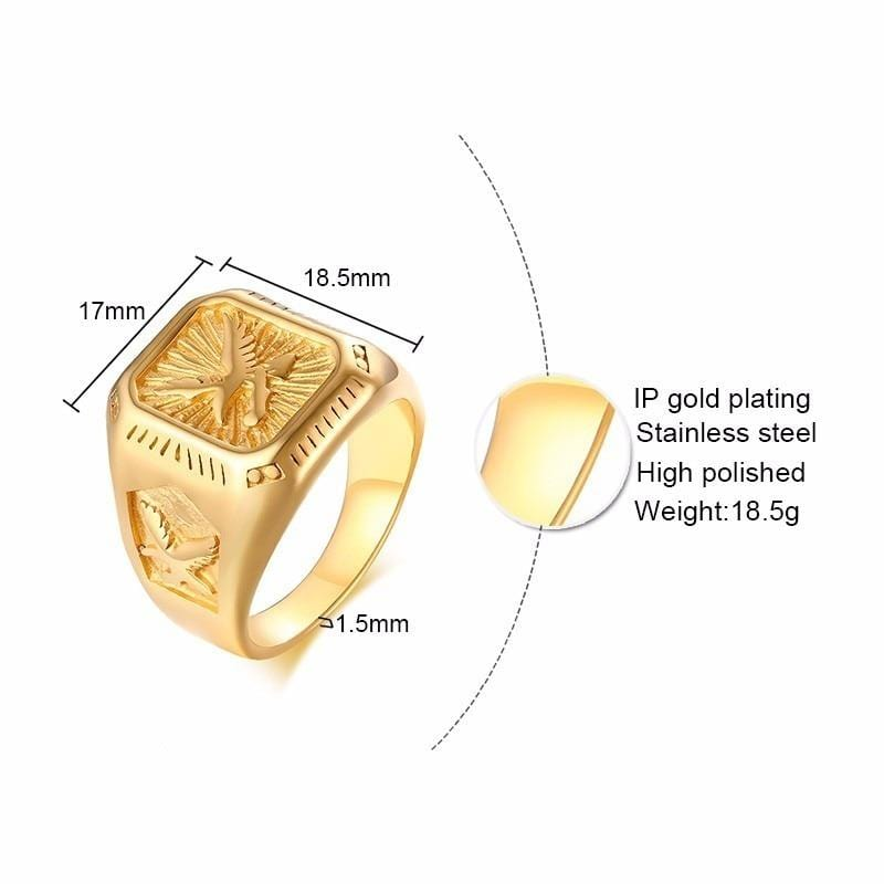 Mens  Signet Gold Eagle Ring