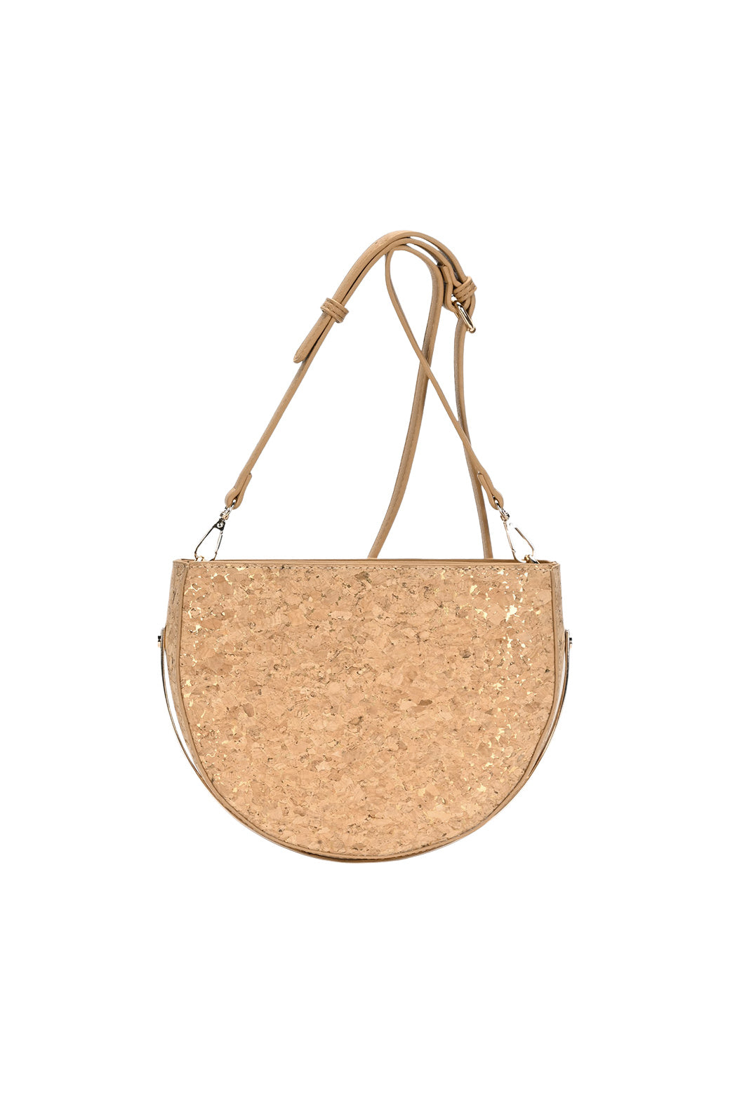 Cork and Metallic Satchel Crossbody Bag