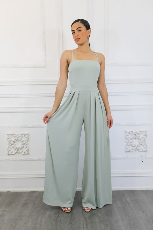 Trendy Solid Cami Wide Jumpsuit