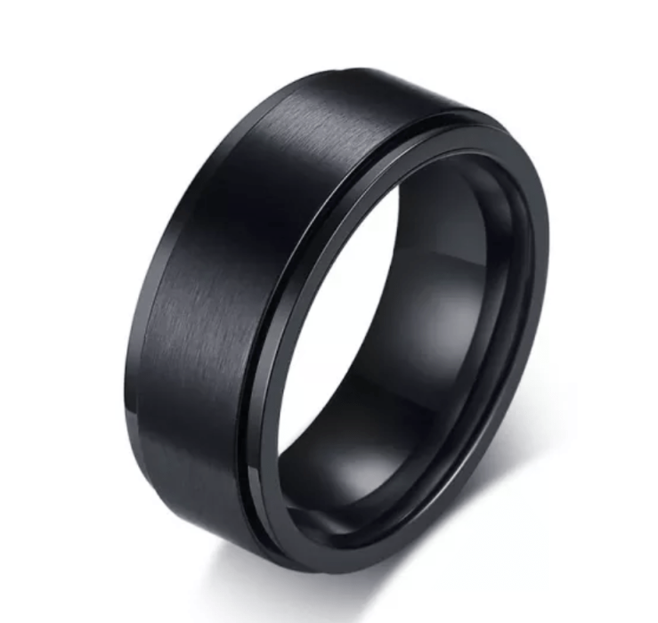 Mens  Black Spinner Rings